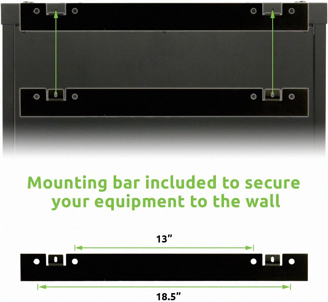 9U 19-Inch Server Network Rack with Locking Glass Door Black F6753