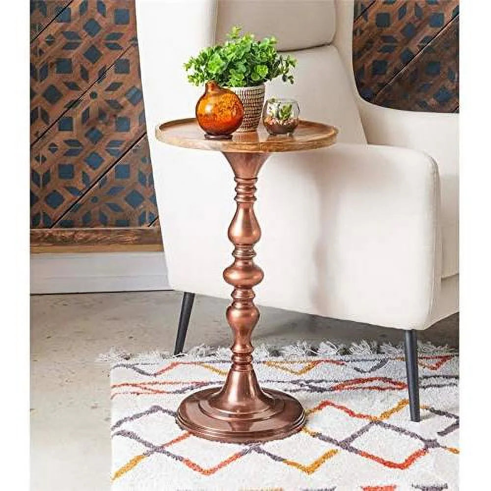 Wood And Aluminum Side Table X8379