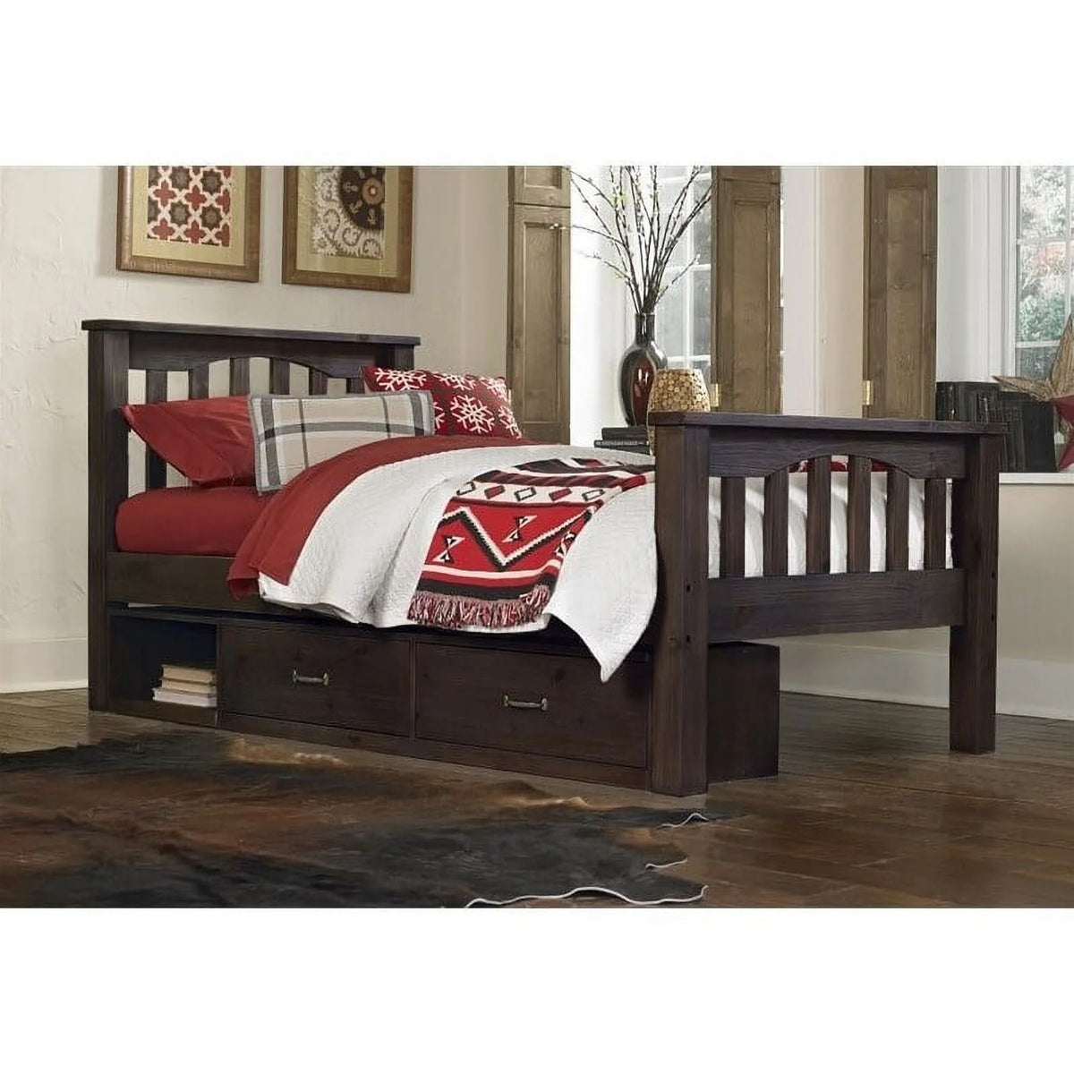 Espresso 2-Drawer Wood Twin Storage Bed J664