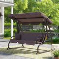 Canopy Porch Swing with Stand Dark Brown Y443