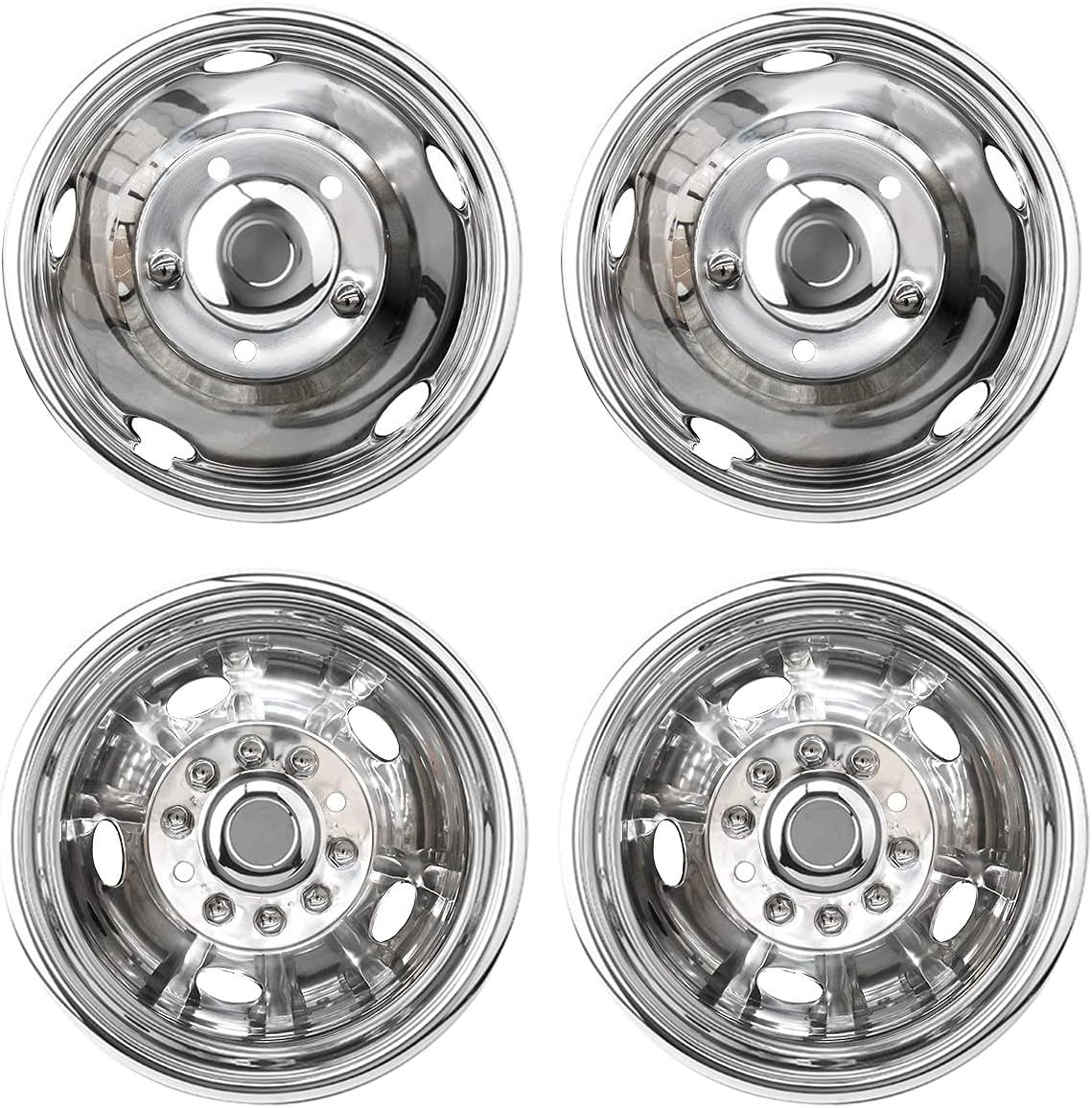 4pc 19.5inch Polished Stainless Steel Dually Wheel Simulators K93956