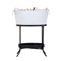 White Metal Beverage Tub with Iron Stand 28-inch Z31796