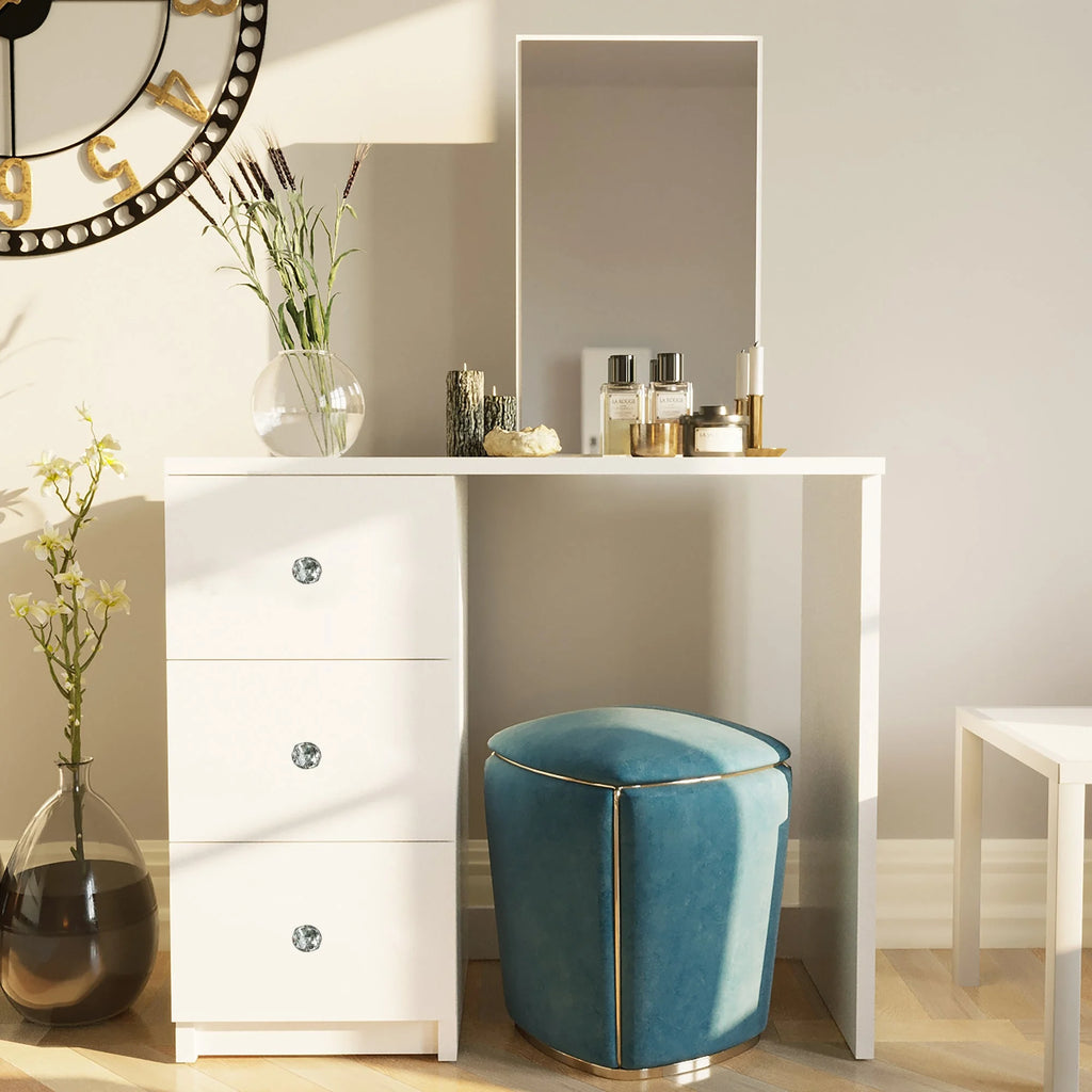 White Makeup Vanity Desk with Mirror L937378