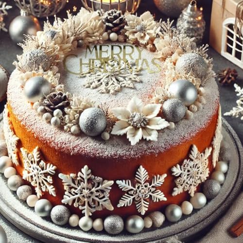 10 Pcs Mirror Gold Merry Christmas Cake Toppers Q336