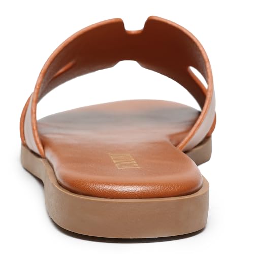 Womens Open Toe Slip on Leather Sandals Q689