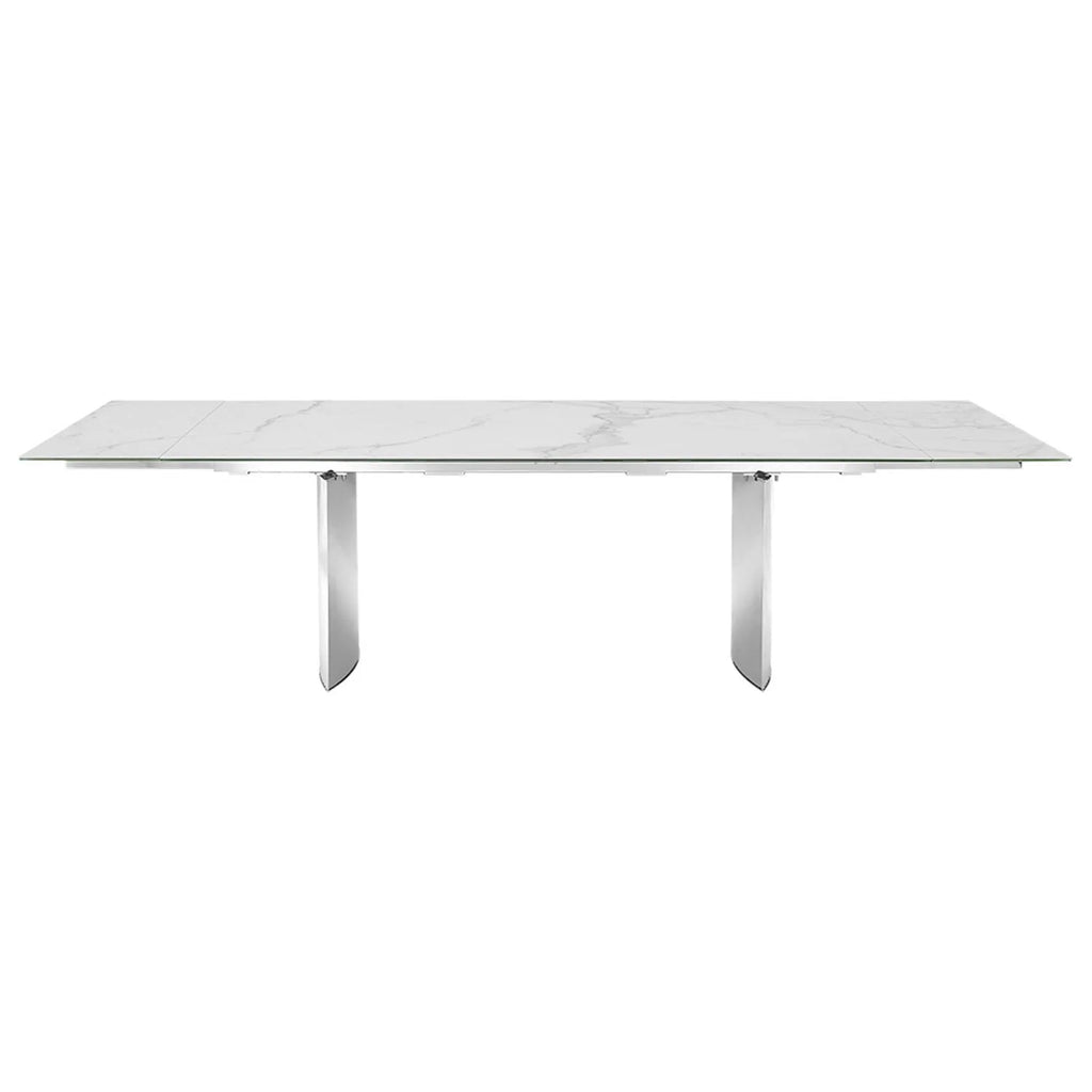 Dining Table with Stainless Steel Base and White Marbled Top B621143
