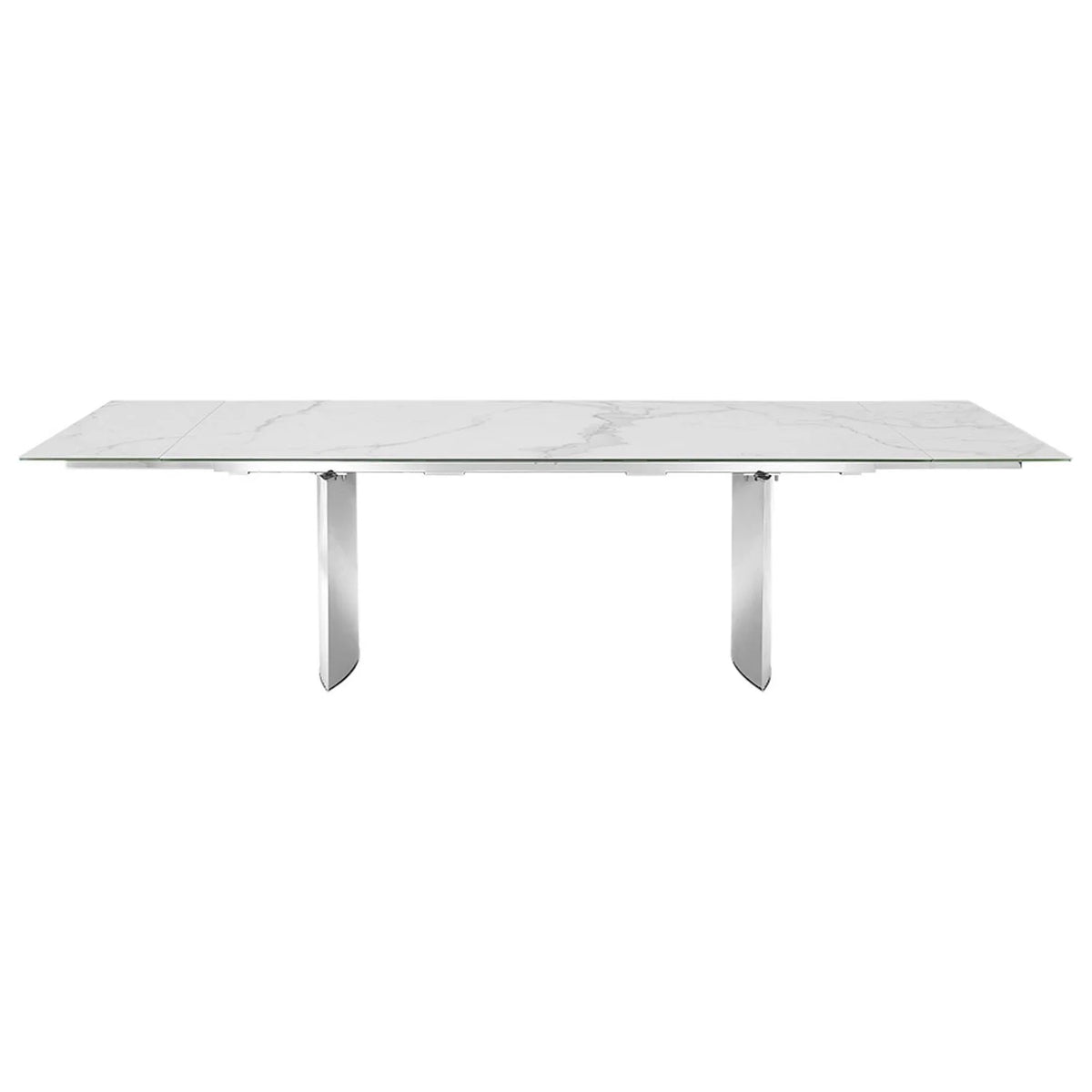 Dining Table with Stainless Steel Base and White Marbled Top B621143