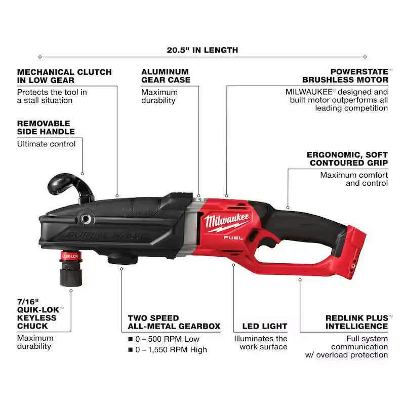 18V Lithium-Ion Brushless Cordless 7/16 in. Right Angle Drill O157