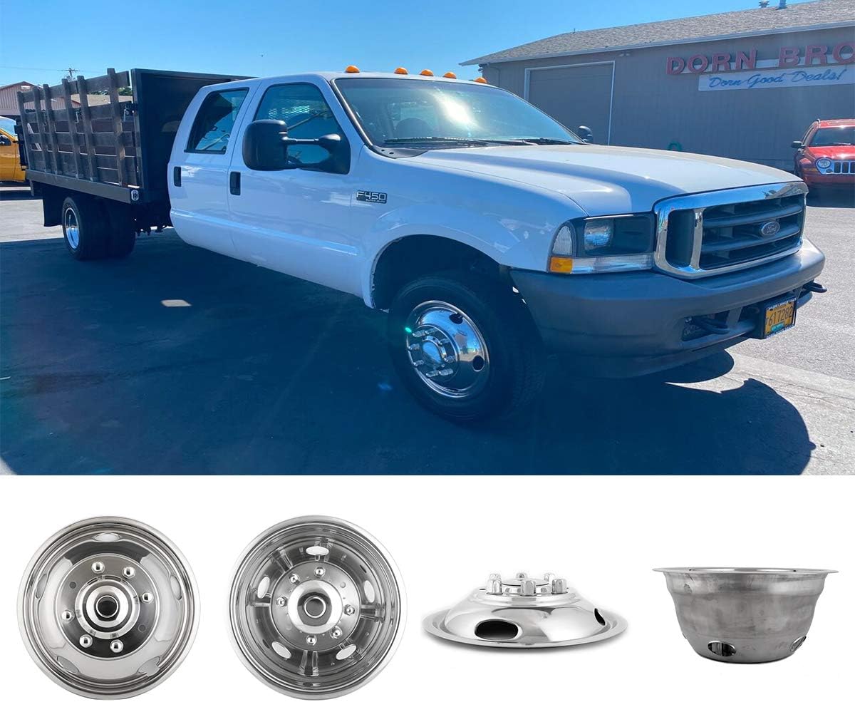 4pc 19.5inch Polished Stainless Steel Dually Wheel Simulators K93956