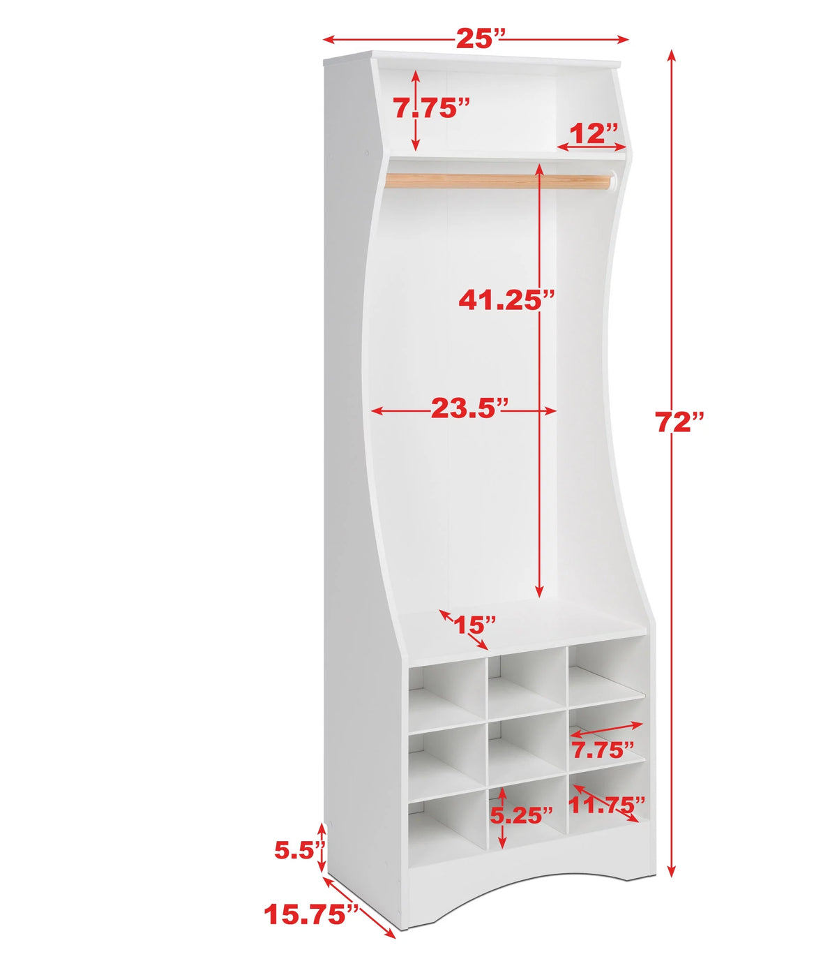 White Compact Wardrobe with Shoe Storage S9931