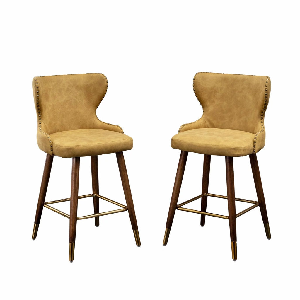 Yellow Faux Leather Counter Stool Set of 2 M8161
