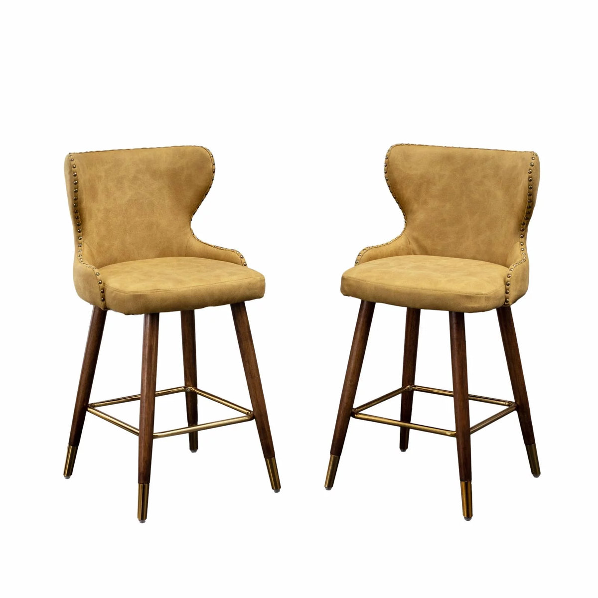 Yellow Faux Leather Counter Stool Set of 2 M8161