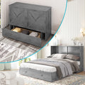 Queen Murphy Bed Chest with Trifold Foam Mattress and Storage Drawers R729