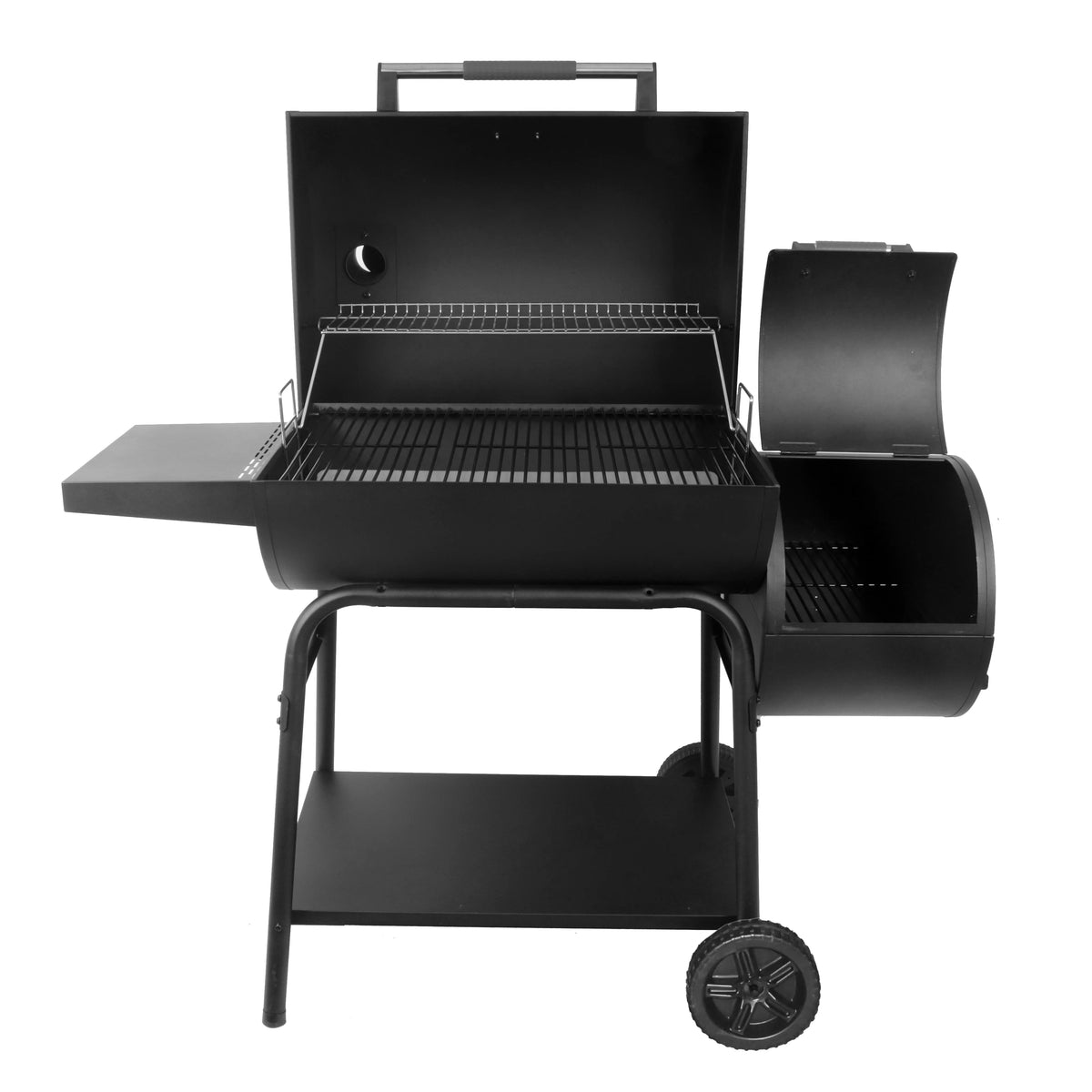 28 Offset Steel Charcoal Smoker Grill with Side Firebox, Black G2779