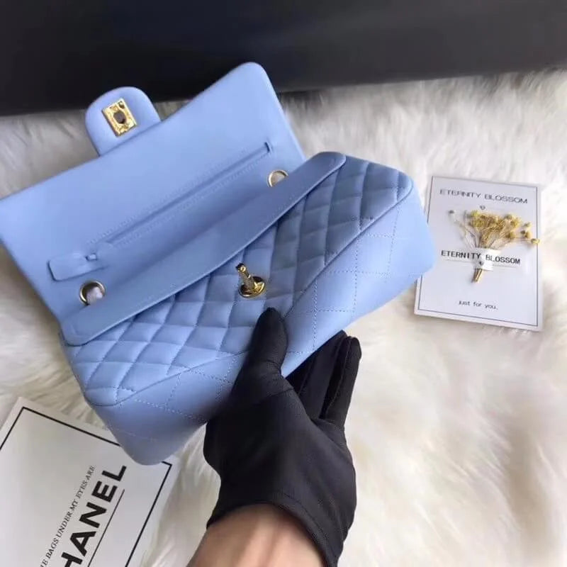 Blue Lambskin Leather Flap Bag A640190