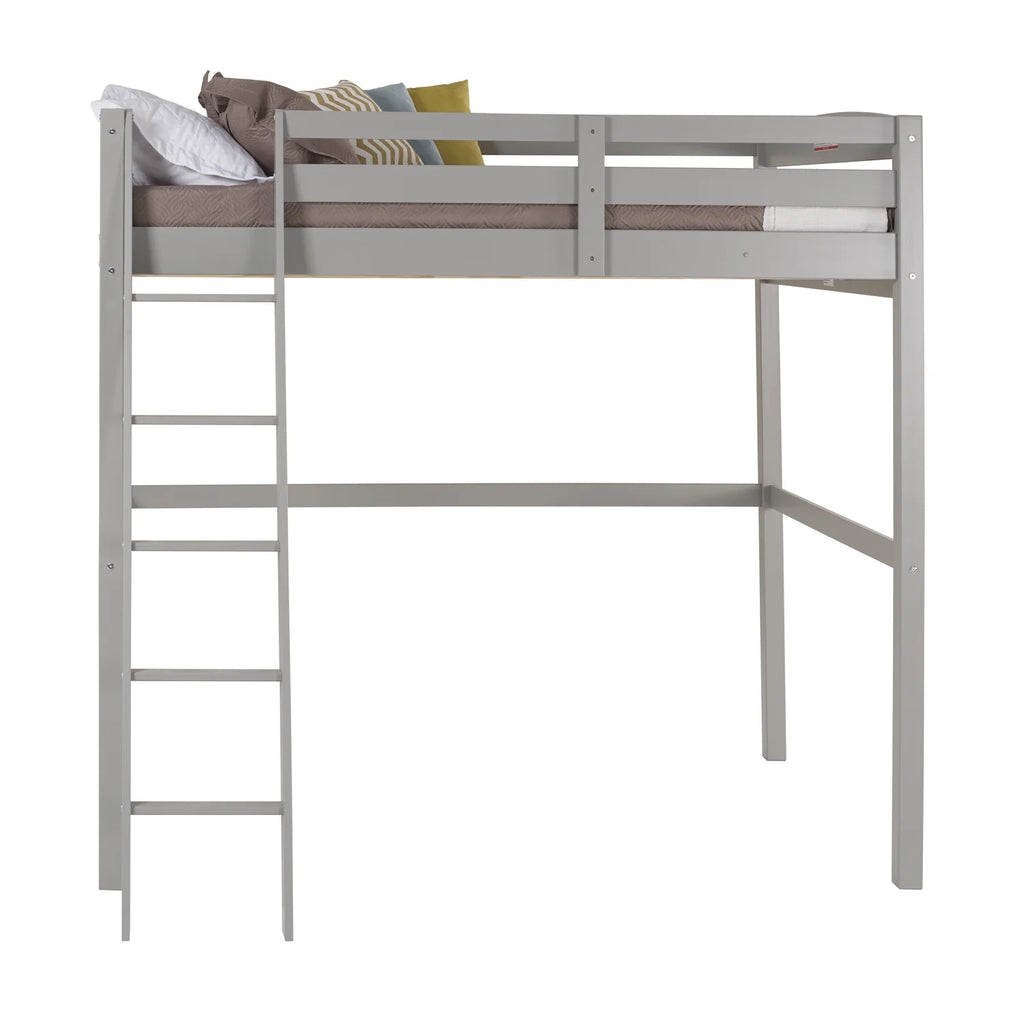 Solid Wood High Loft Bed Frame Full Gray B8809
