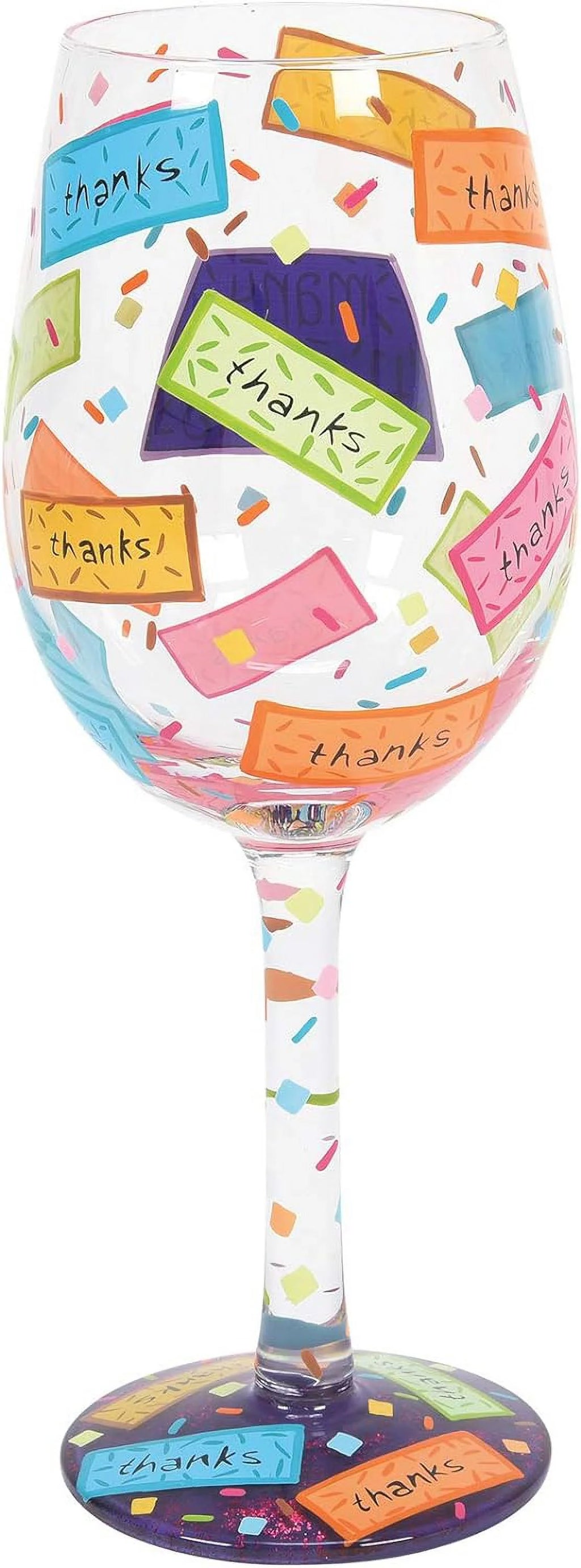 Hand-Painted Artisan Wine Glass 15 Ounce Multicolor S9186