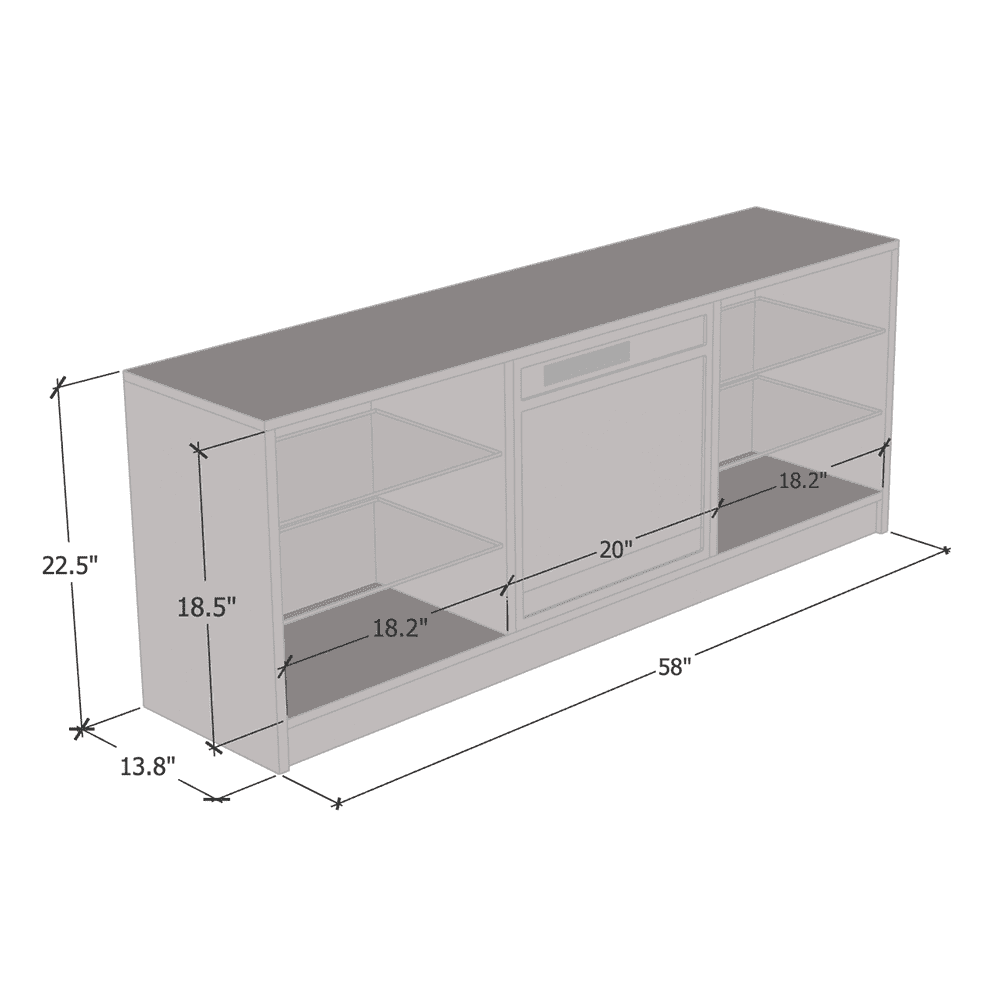 High Gloss Fireplace TV Stand with Storage Cabinets and LED Lights M68432