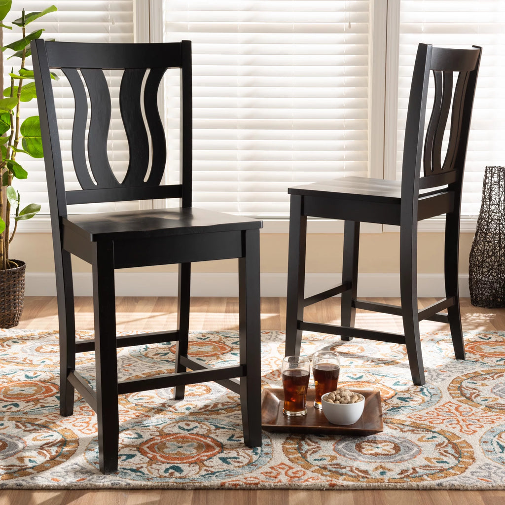 Dark Brown Bar Stool Set of 2 P53355