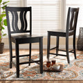 Dark Brown Bar Stool Set of 2 P53355