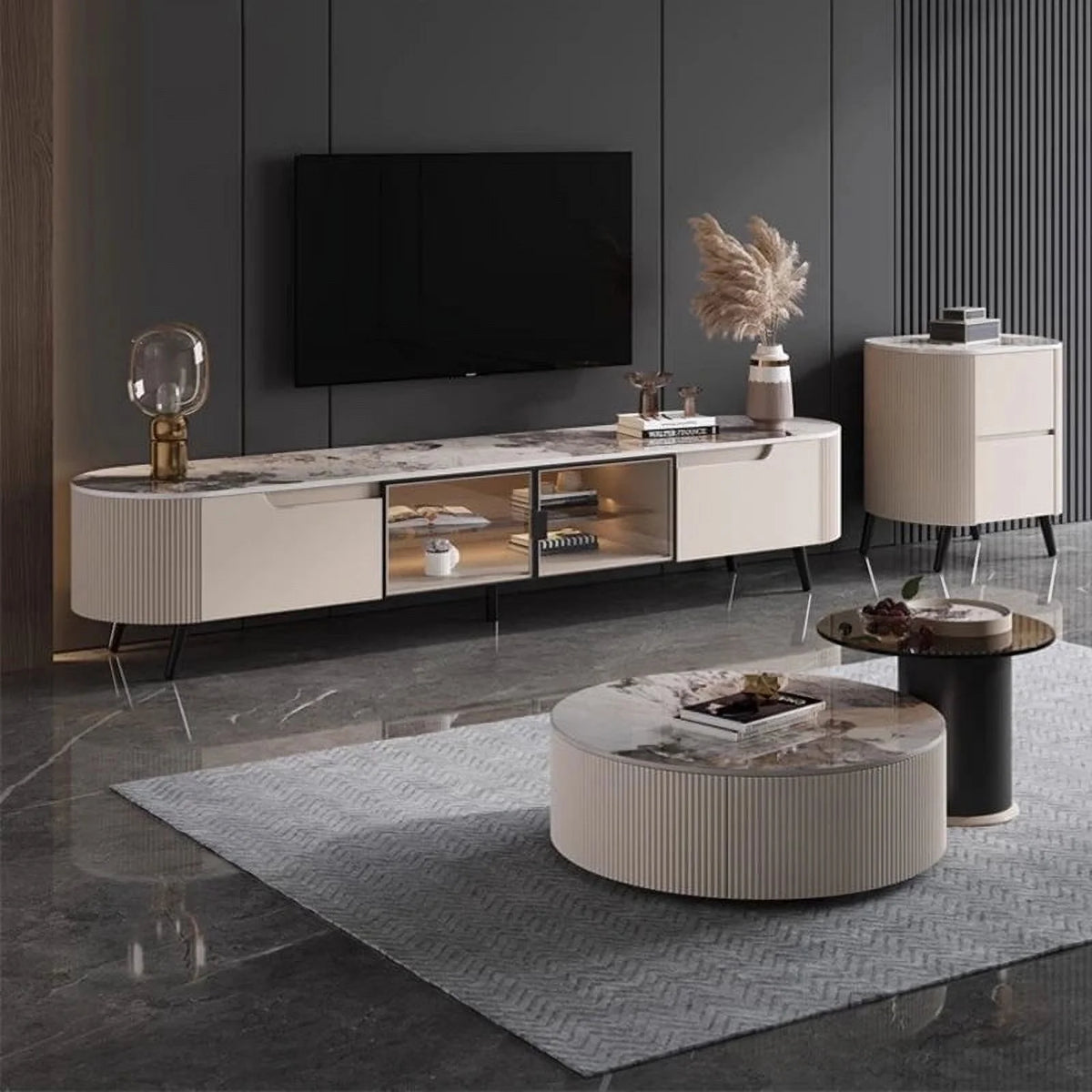 Corner TV Stand with Drawers V52010
