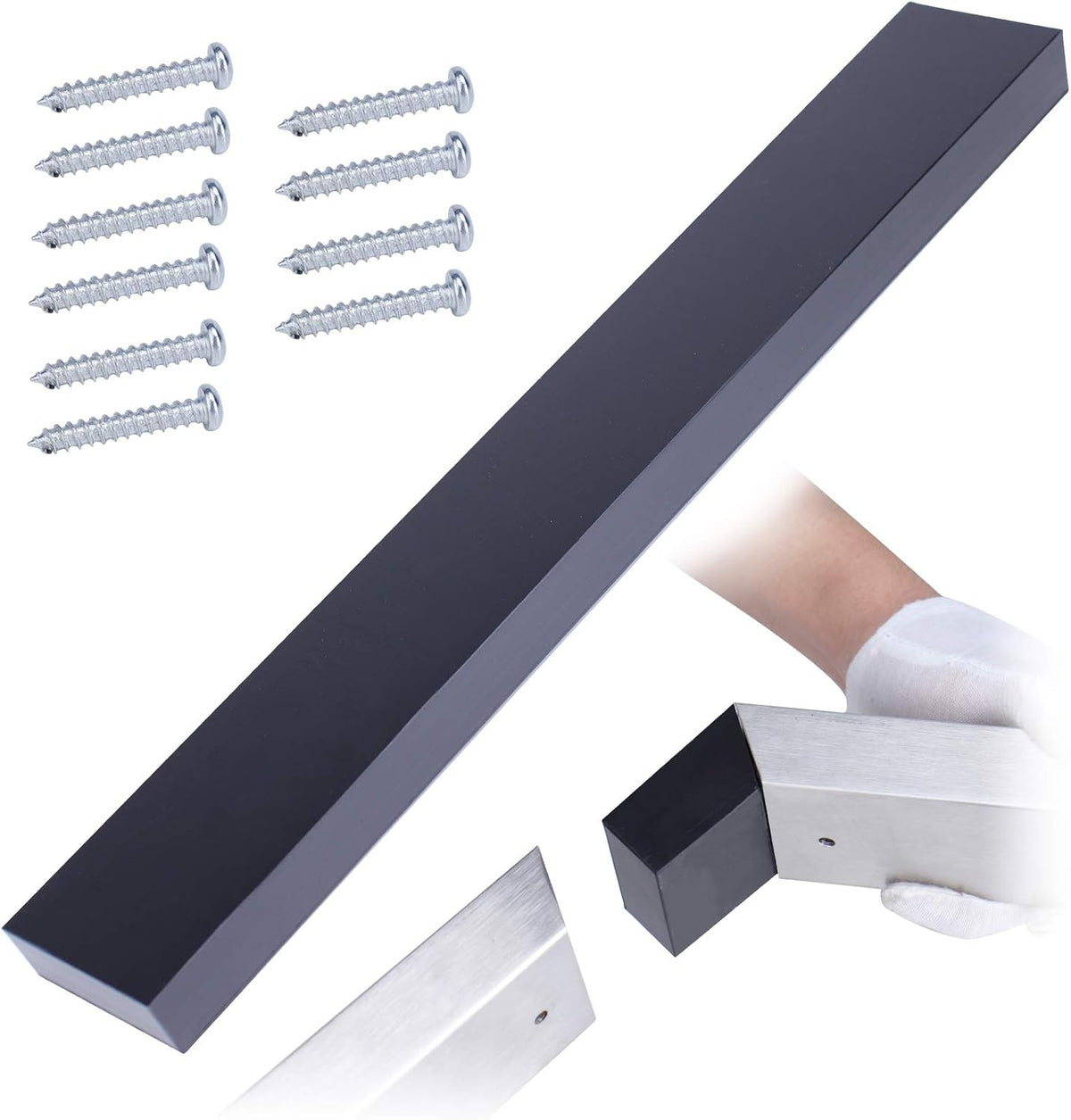 Handrail Connector 400mm Internal Spline POM Rectangular Stainless Steel Aluminum Black C88679