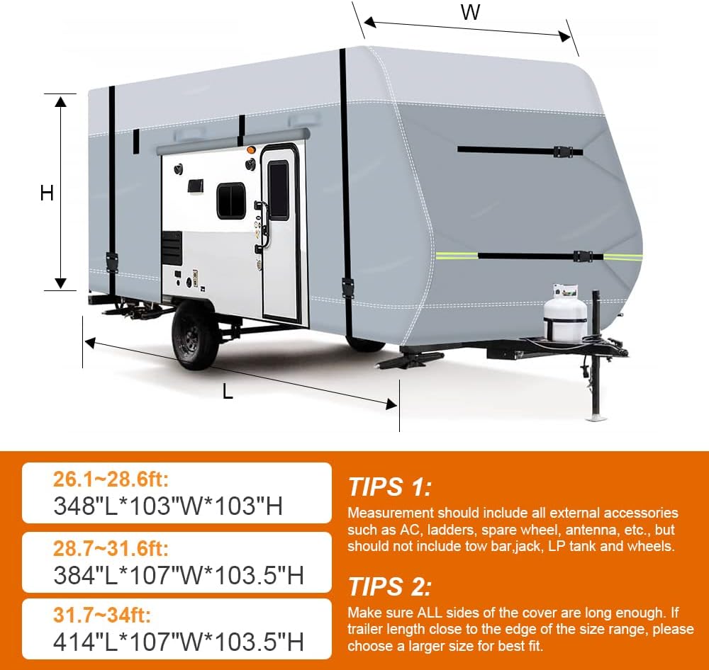 600D Waterproof Oxford Travel Trailer RV Cover 28'7''-31'6'' with Tire Cover G8806