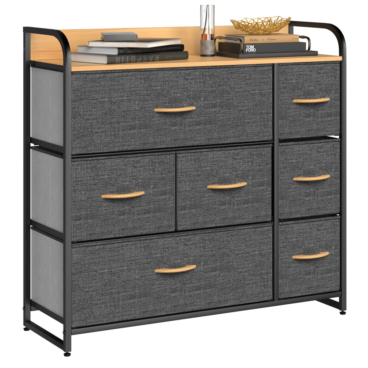 Light Gray 7 Drawer Fabric Dresser A394