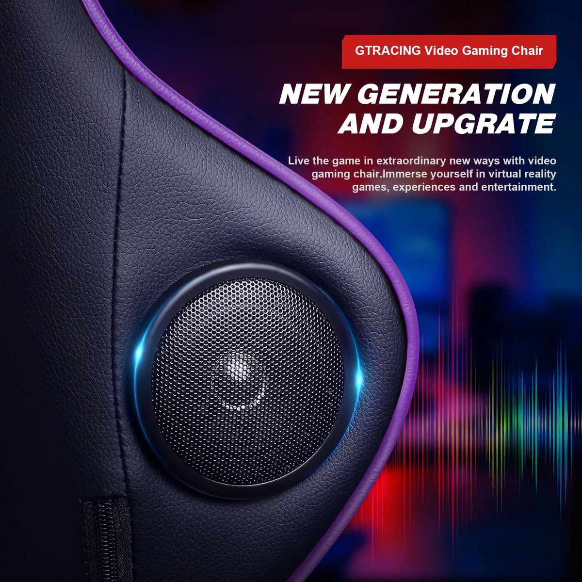 Purple Gaming Chair with Speakers and Footrest X1266