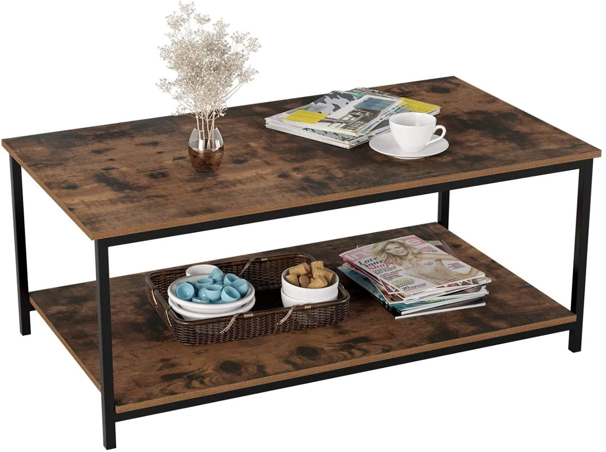 2-Tier Coffee Table with Storage Shelf V684