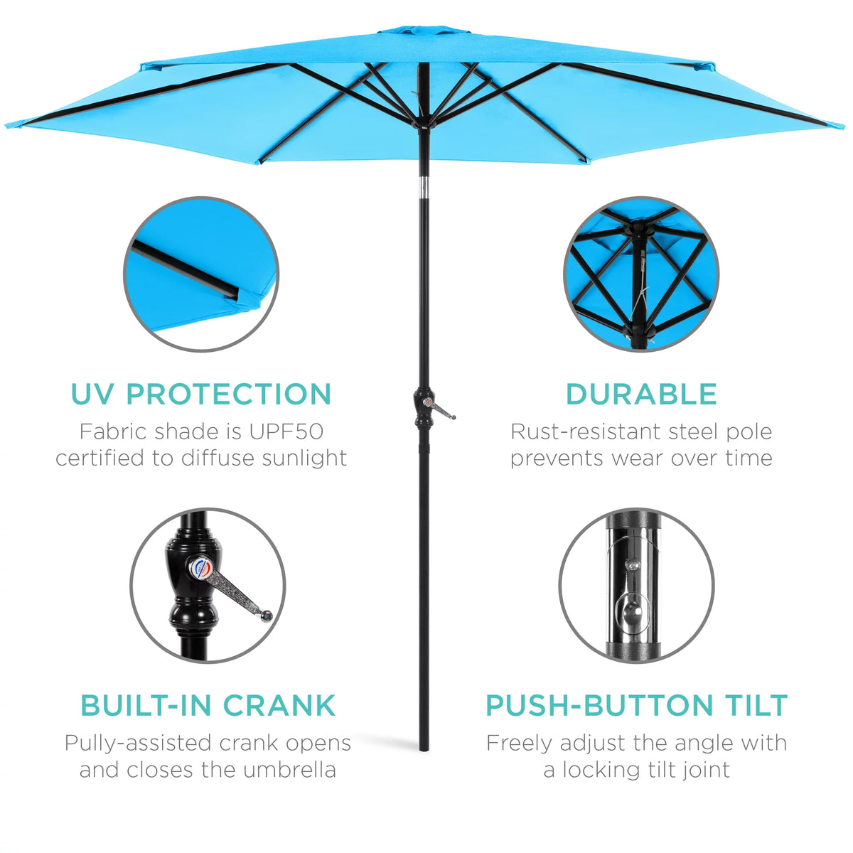 10ft Steel Patio Umbrella with Crank L61163