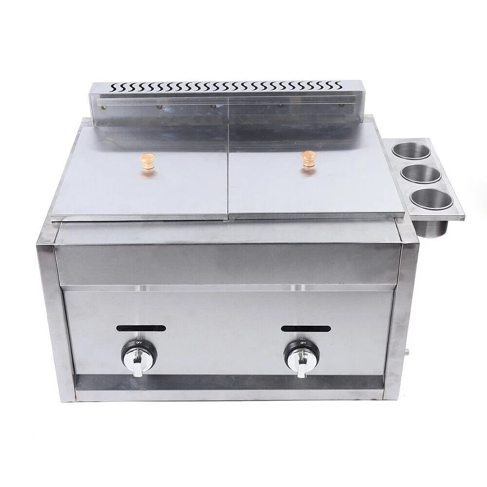 Commercial Stainless Steel Dual Tank Deep Fryer with Basket C62328