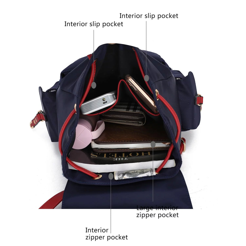 Nylon & Smooth Vegan Leather Women’s Backpack N250