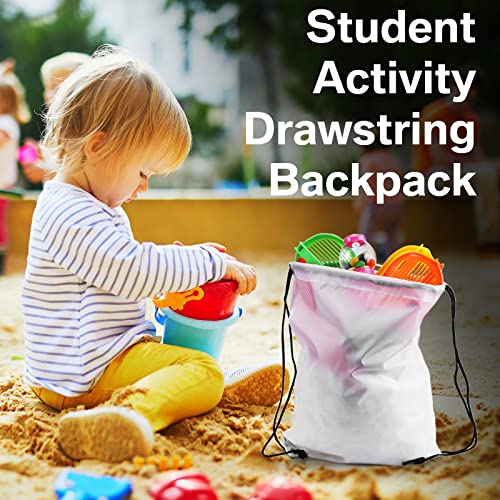 30 Pcs White Polyester Drawstring Bags H92693