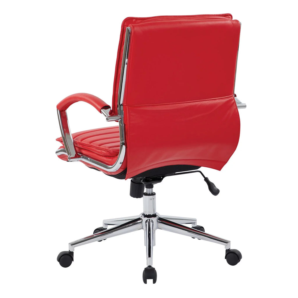 White Faux Leather Mid Back Manager's Chair with Chrome Base U9619