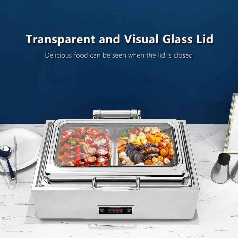 Stainless Steel 9QT Electric Chafing Dish with Lid T8560