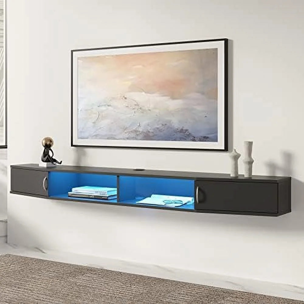 Black Floating Wall Mounted TV Stand Q9478