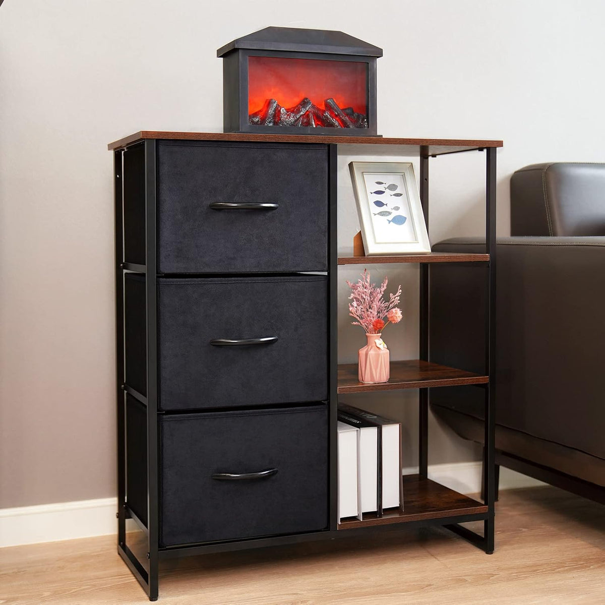 3 Drawer Dresser with Shelves L583806