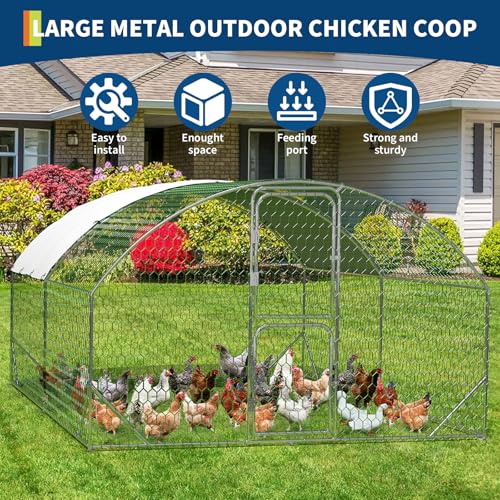 Large Metal Chicken Coop Run with Cover Y190049
