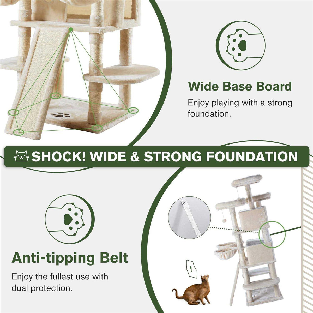 68 Inches Multi-Level Cat Tree with Cat Condo Plush Perches Sisal Scratching Y163830