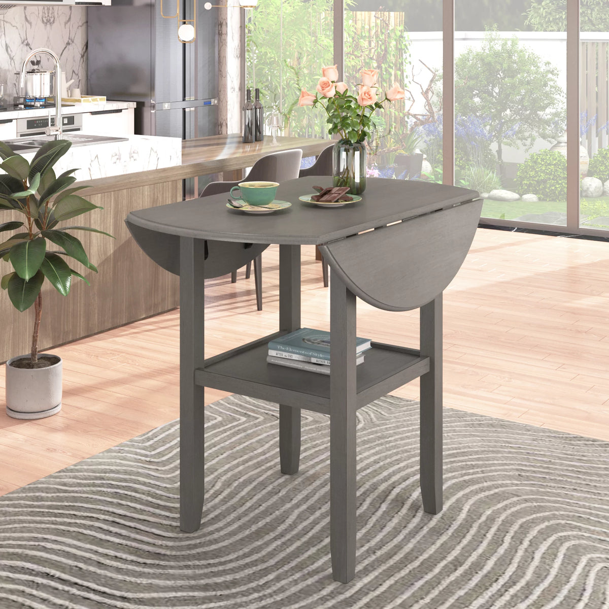 3-Piece Wooden Counter Height Dining Set with 2 Chairs X63359
