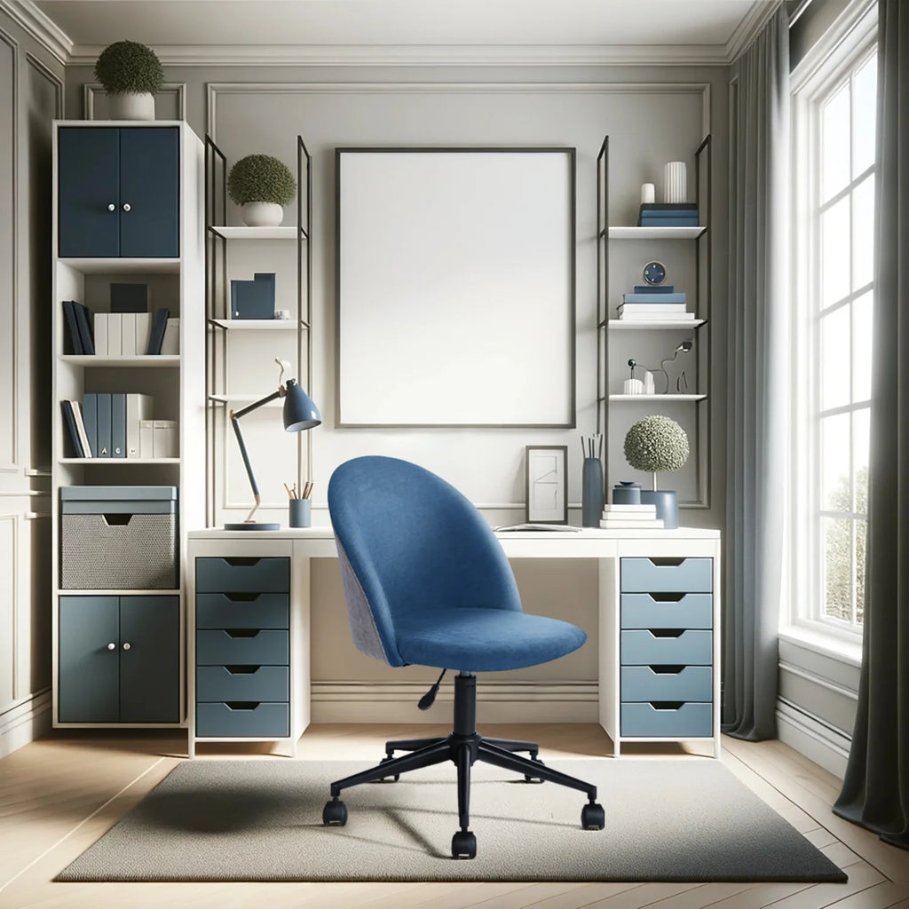 Blue Adjustable Swivel Fabric Upholstered Armless Task Chair S2979