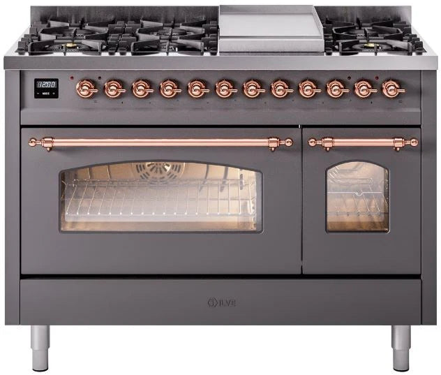 48 Dual Fuel Propane Gas Range Matte Graphite Copper Trim N5129