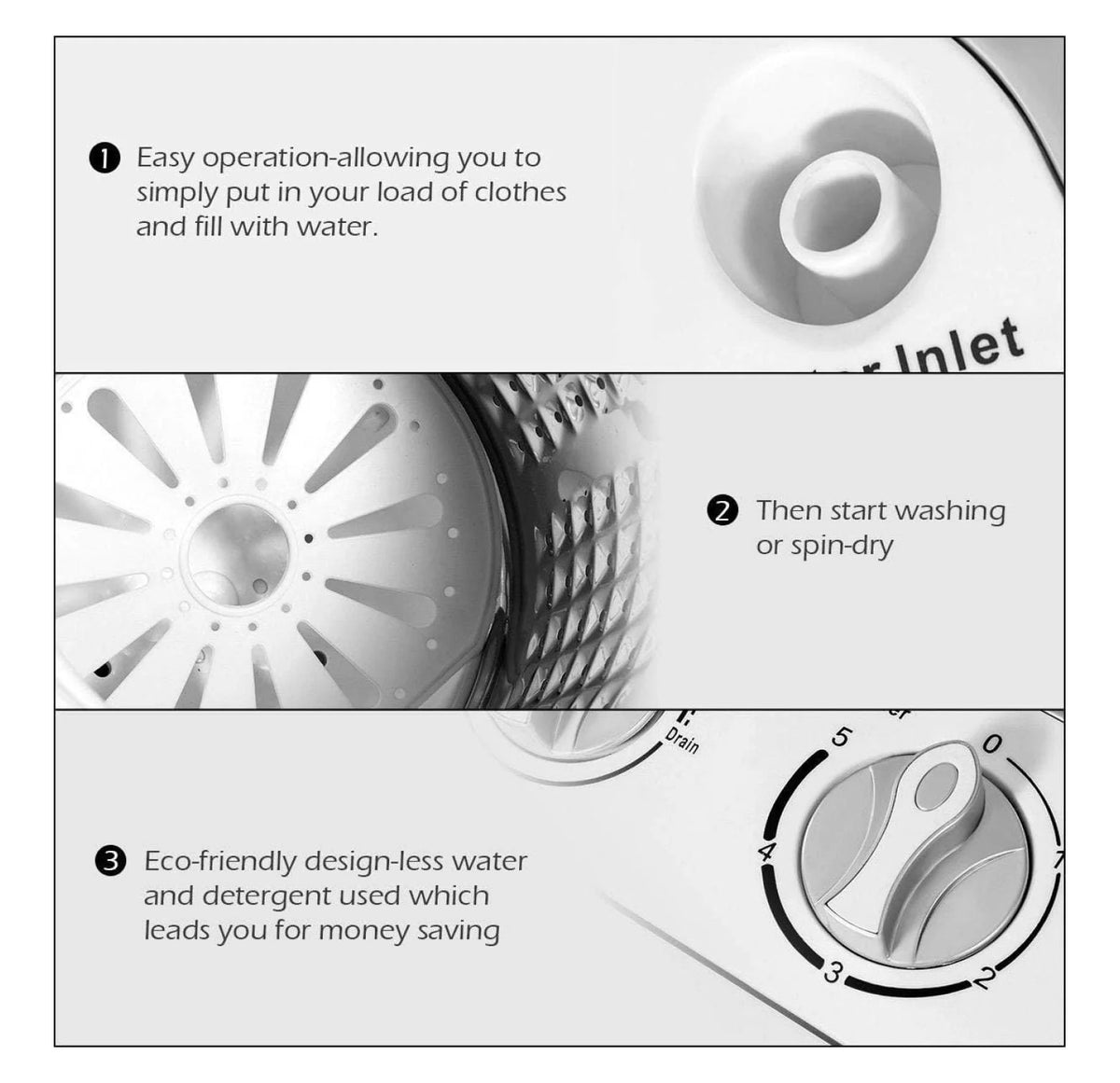 Compact Mini Washer Machine with 8 lbs Washing and 5 lbs Spin Dryer C1455