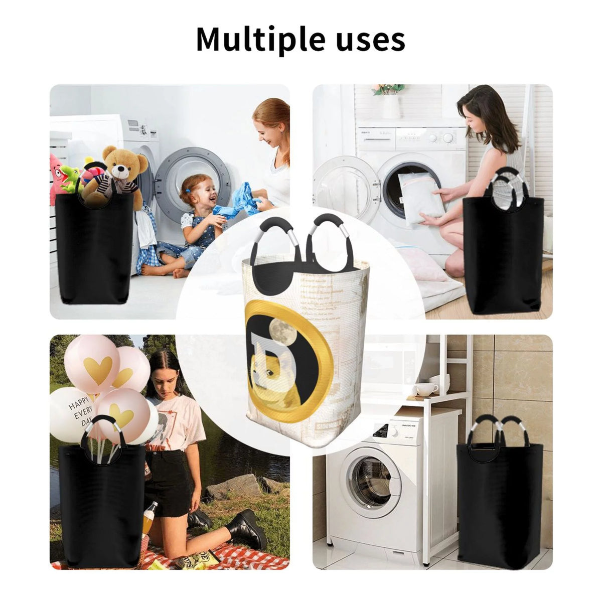 50L Rectangular Laundry Hamper with Aluminum Handles S959812