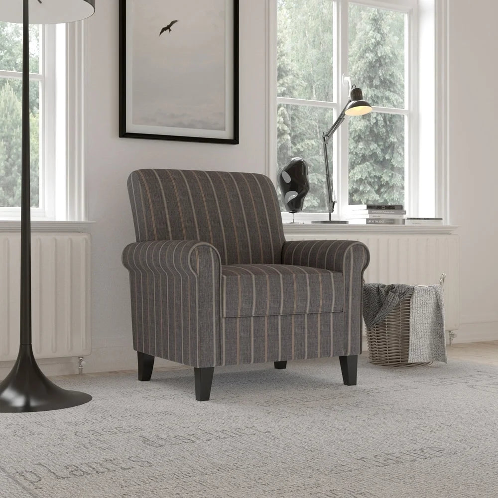 Turquoise Stripe Rolled Arm Chair P41395