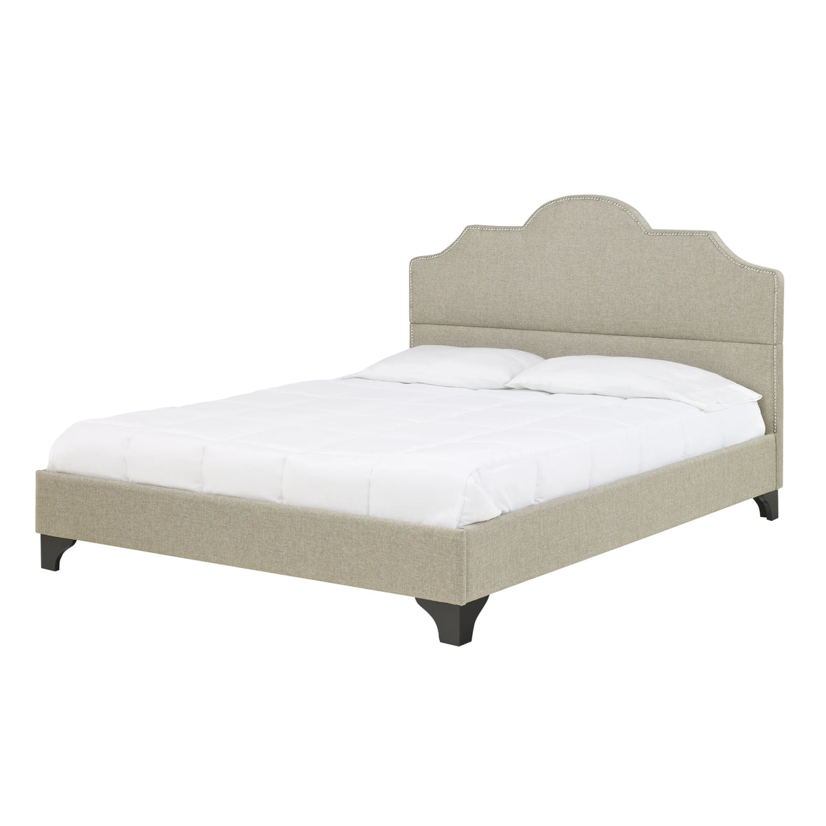 Upholstered Platform Bed with Nailhead Trim M2938