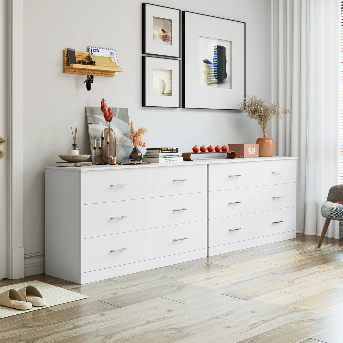 White 6 Drawer Wood Dresser P19680