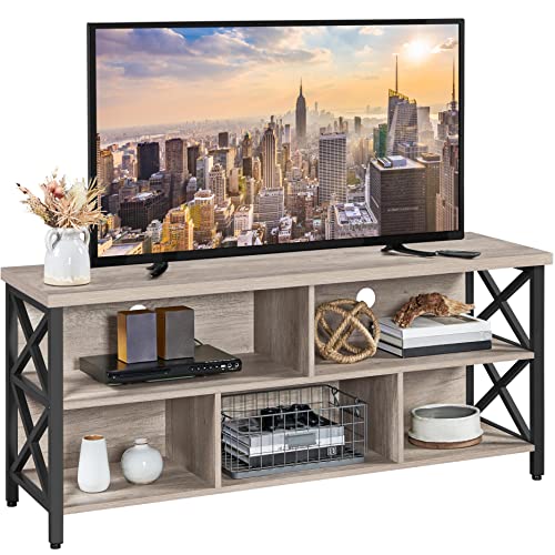 Gray TV Stand up to 65 Inch with Storage Compartments V77727
