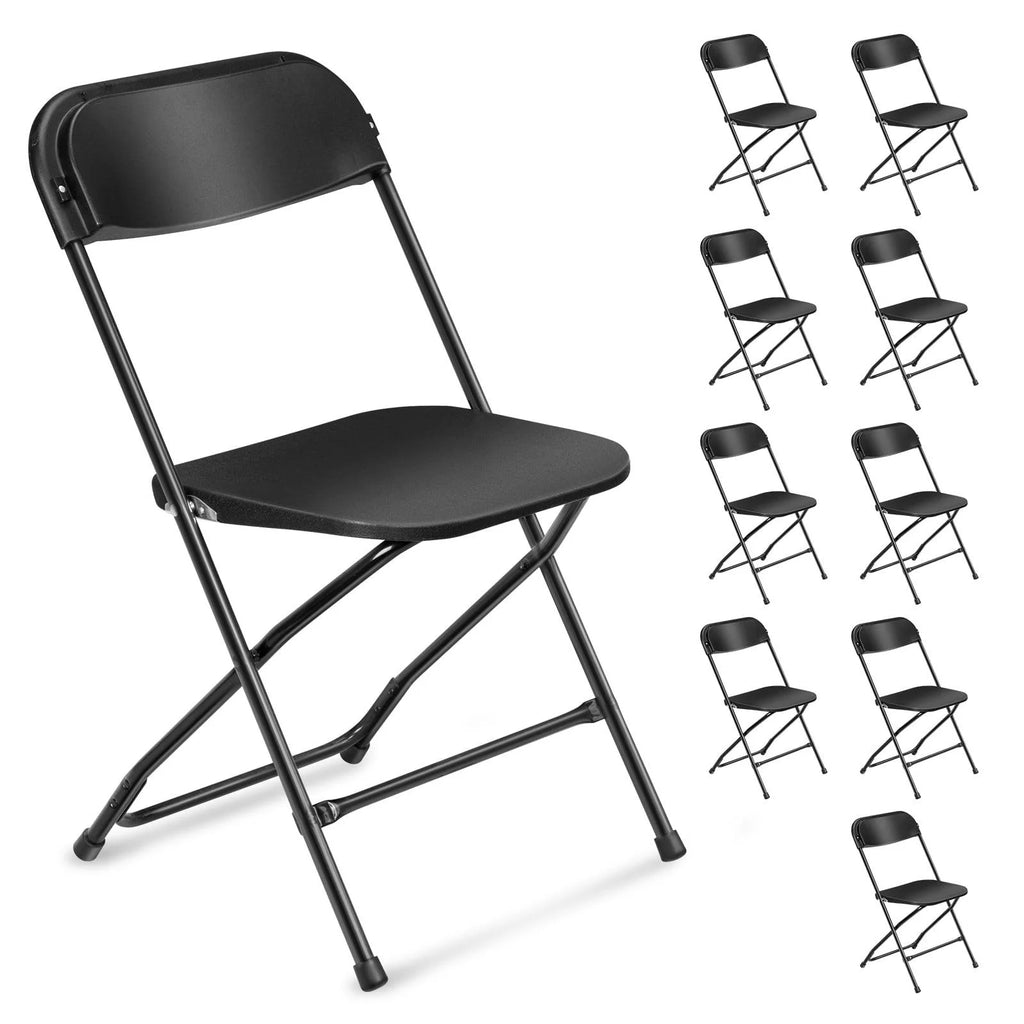 10 Pack Black Plastic Folding Chairs G540085